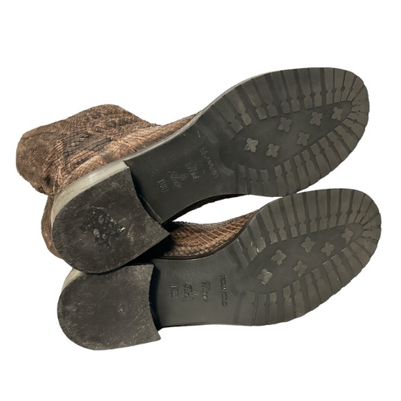 Fiorangelo Boots Italian Snakeskin Leather Brown Handcrafted W Shimmer size 6 - Picture 9 of 17